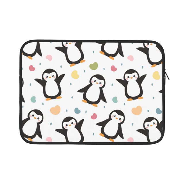 Cauagu Colorful Hearts Penguin Print Laptop Sleeve Case, Laptop Cover