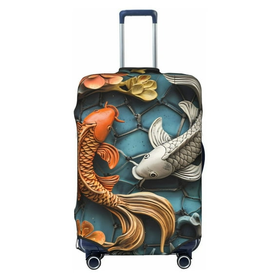 Cauagu Colorful Koi Fish Art Print Travel Luggage Cover,Travel Dust-proof Suitcase Cover Softside Suitcase Protector for 18-32inch,Not Included Suitcase