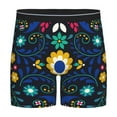 thumbnail image 1 of Cauagu Colorful Mexican Flower Print Men's Boxer Briefs, Funny & Cute Underwear Elastic Waistband Briefs Ideal Gift for Men,1-Pack, 1 of 7