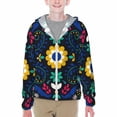 thumbnail image 1 of Cauagu Colorful Mexican Flower Print Sun Protection Jacket for Teen,Full-Zipper Long Sleeve Sun Shirts with Pockets UV Hoodie Shirts Outdoor Athletic Jacket-Large, 1 of 7