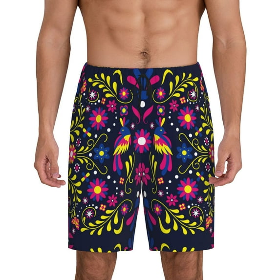 Cauagu Colorful Mexican Print Pajama Bottoms for Men Sleep Pajama Shorts Elastic Waistband Sleep Pajama Short Men's PJ Shorts -XX-Large