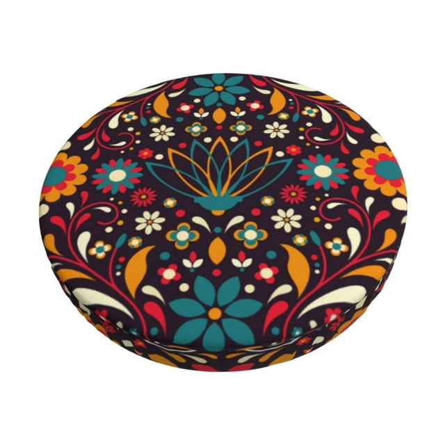 Cauagu Colorful Mexican2 Print Round Stool Covers,Seat Cushion for