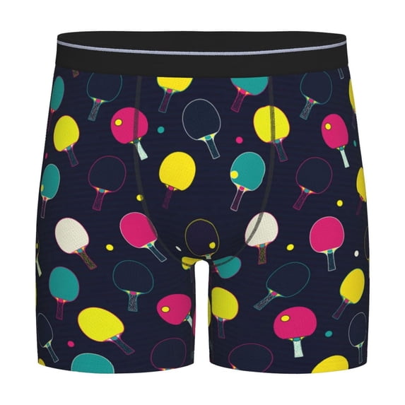 Cauagu Colorful Ping Pong Rackets Print Men's Boxer Briefs, Funny & Cute Underwear Elastic Waistband Briefs Ideal Gift for Men,1-Pack