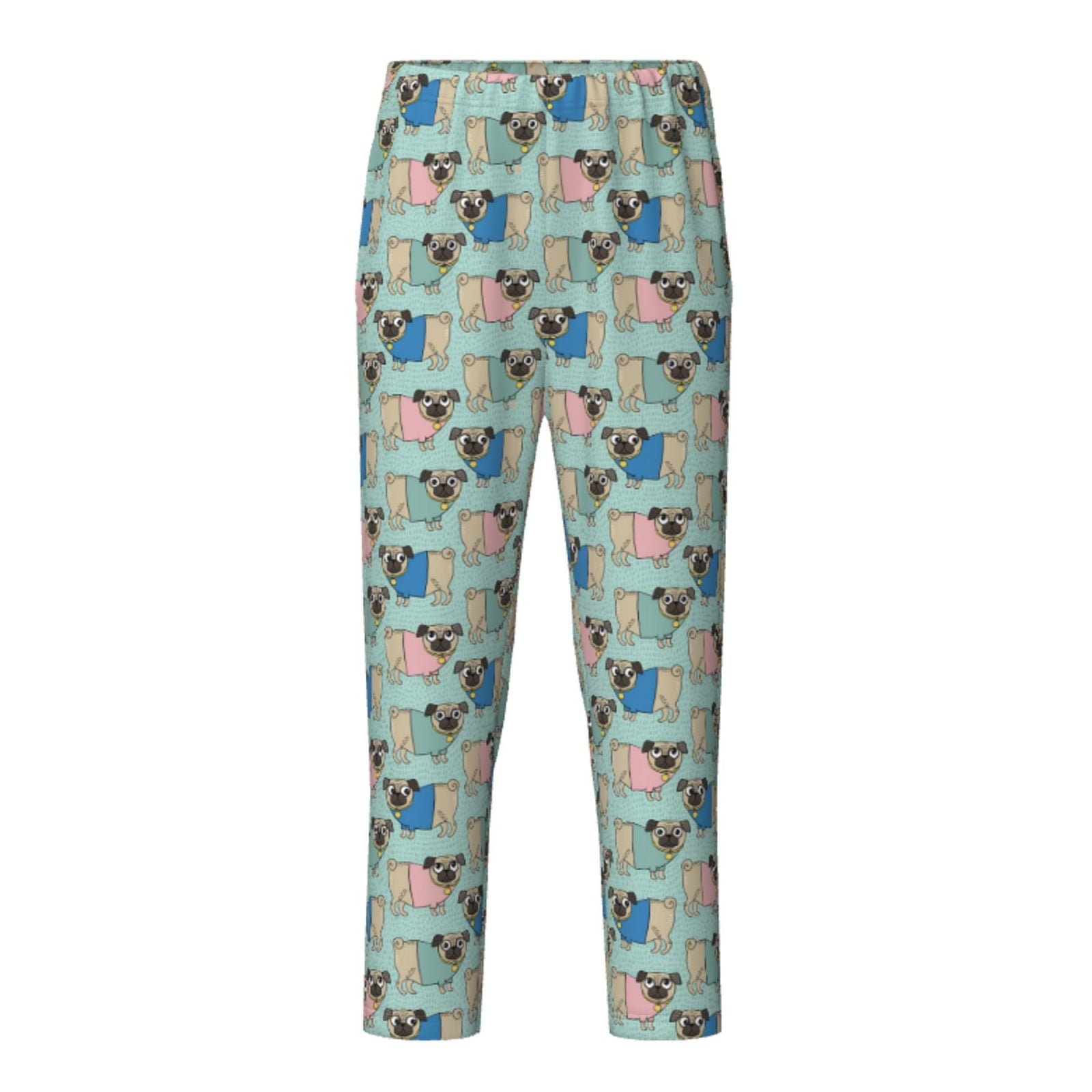 Cauagu Colorful Pugs for Cute Pajamas Pants,Elastic Waist Pajama ...