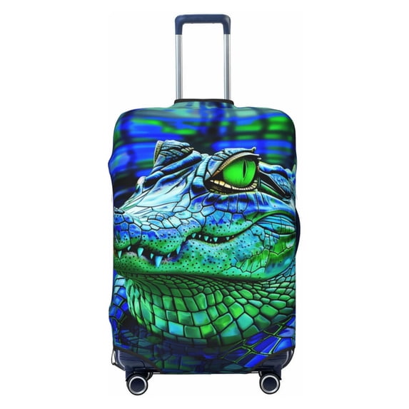 Cauagu Colorful Stained Glass Crocodile Print Travel Luggage Cover,Travel Dust-proof Suitcase Cover Softside Suitcase Protector for 18-32inch,Not Included Suitcase