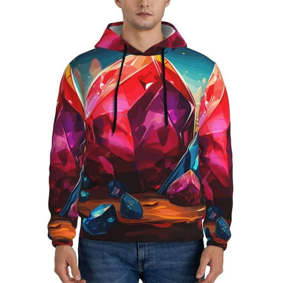 Cauagu Colorful Stone World for Men's Pullover Hooded Sweatshirt Athletic Casual Hoodie Aautumn Hoodie Sweatshirt for Men Pullover Casual Hooded Sweatshirt-4X-Large