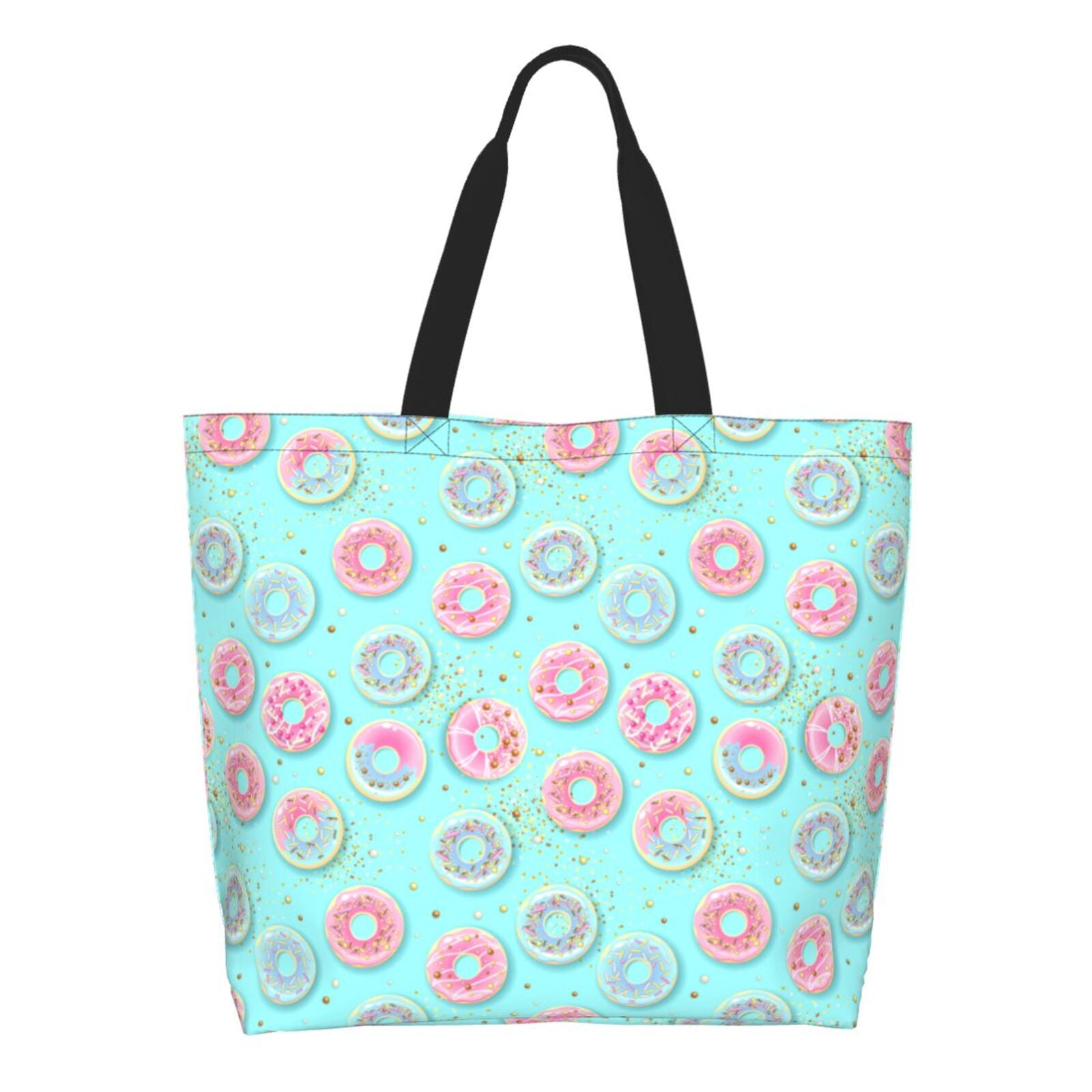 Cauagu Colorful Sweet Donuts Print Women Large Capacity Tote Bag