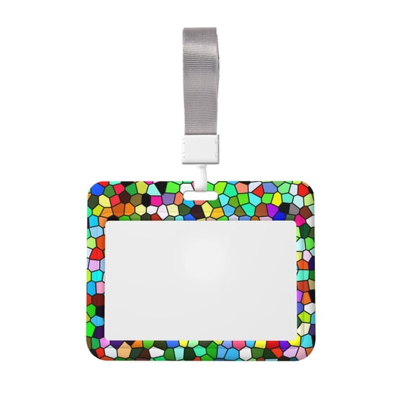 Cauagu Colorful Tie Dye Stained Glass for ID Badge Holder,Badge Holder with Windows Key Card Work Badge Sleeve for Office/ Factory/ID Credit Cards/Proximity Key Cards