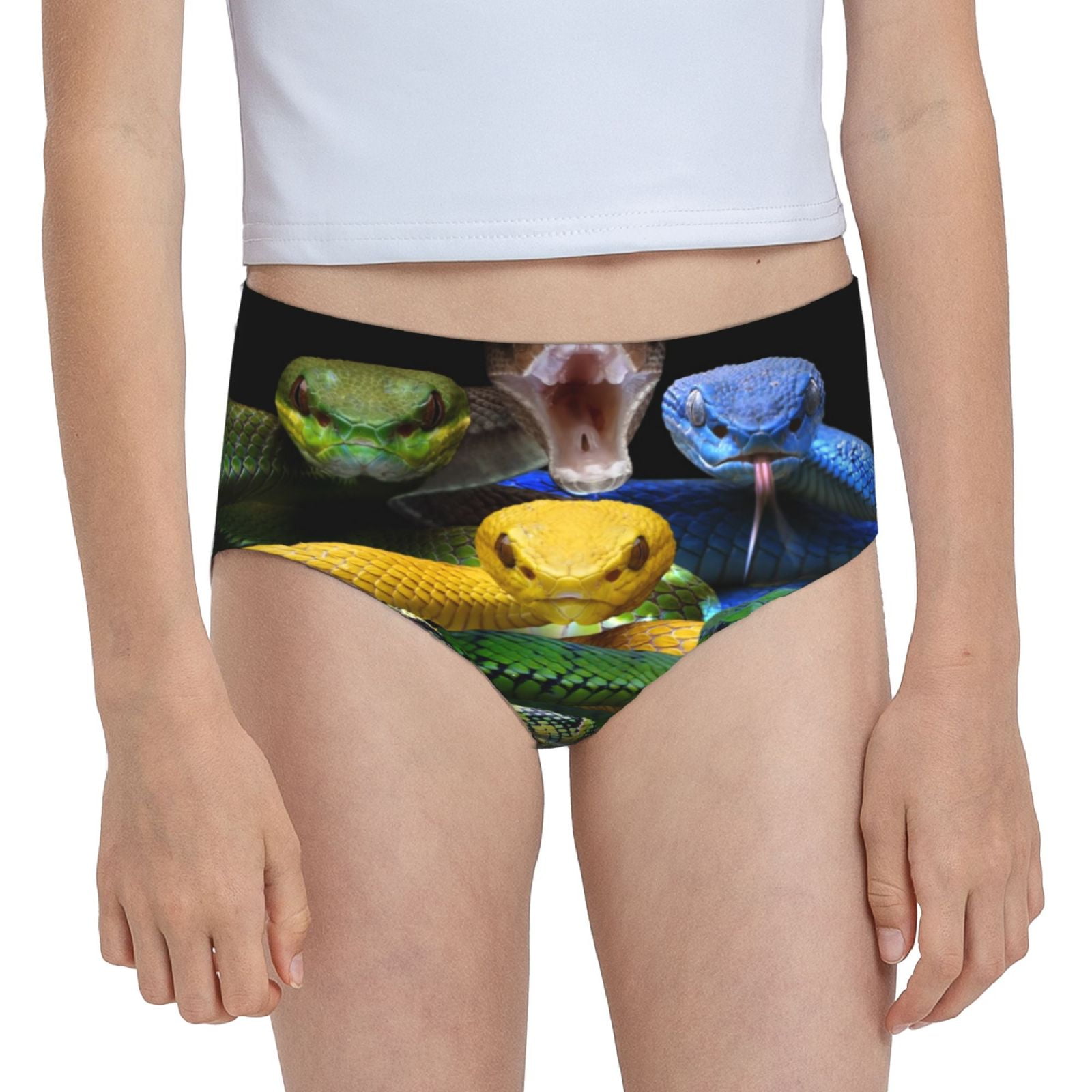 Cauagu Colorful Viper Snake Print Brief Underwear,Stretch Cotton Panties for Girls Cute Panties ...