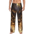 thumbnail image 1 of Cauagu Cool Black Gold Dragon Mens Pajama Pants Sleep & Lounge Pants,PJ Bottoms with Pockets-Small, 1 of 7