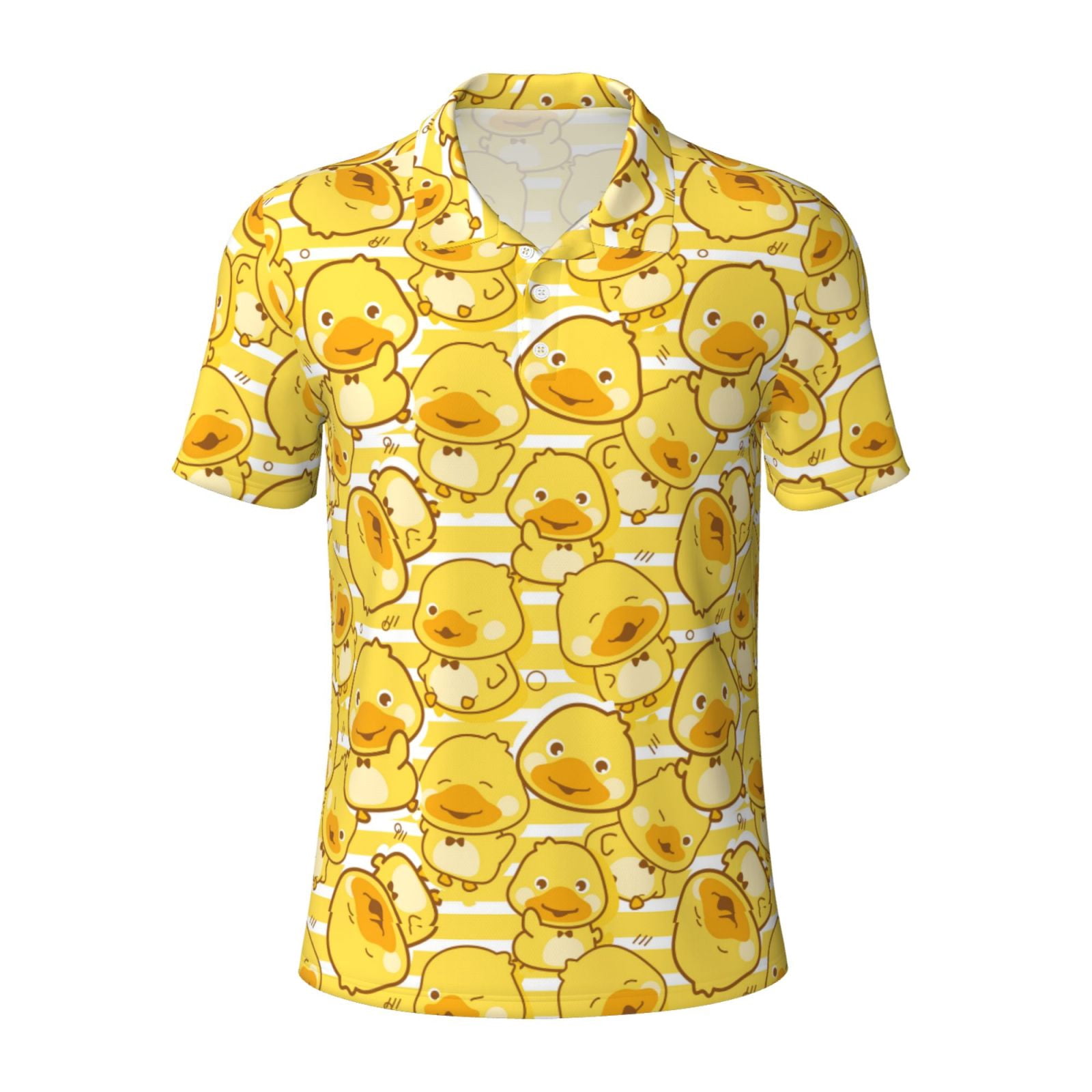 Cauagu Cool Duck With Yellow Strip Print Men's Polo Shirts, Short ...