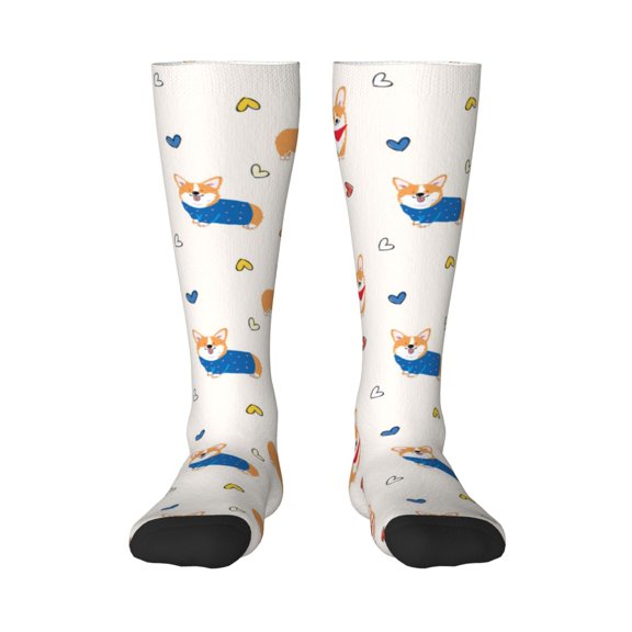 Cauagu Corgi Dog And Heart Print Women's Men's Ankle Socks 1-pack Casual Athletic Socks for Unisex Adult Moisture-Wicking Socks for Daily Wear/Running/Sport