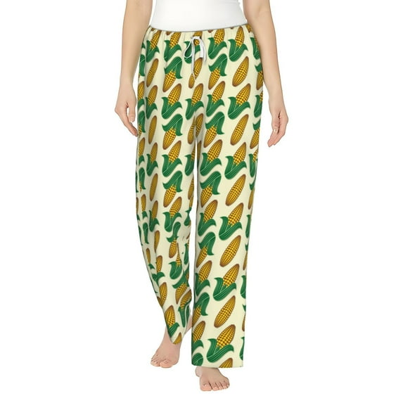 Cauagu Corn Pajama Pants for Women Loose Fit Wide Leg Trouser Pants Casual Elastic Waist Drawstring Lounge Pants