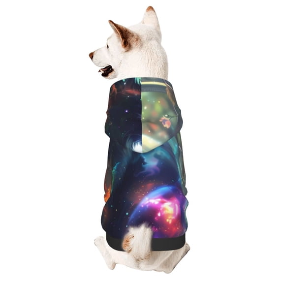 Cauagu Cosmic Cat In Window Pattern Winter Pet Hoodie Sweatshirts- Dog Hoodie Sweater with Leash Hole - Cute Dog Hoodie - Pet Clothes Puppy Cat Custume -X-Small