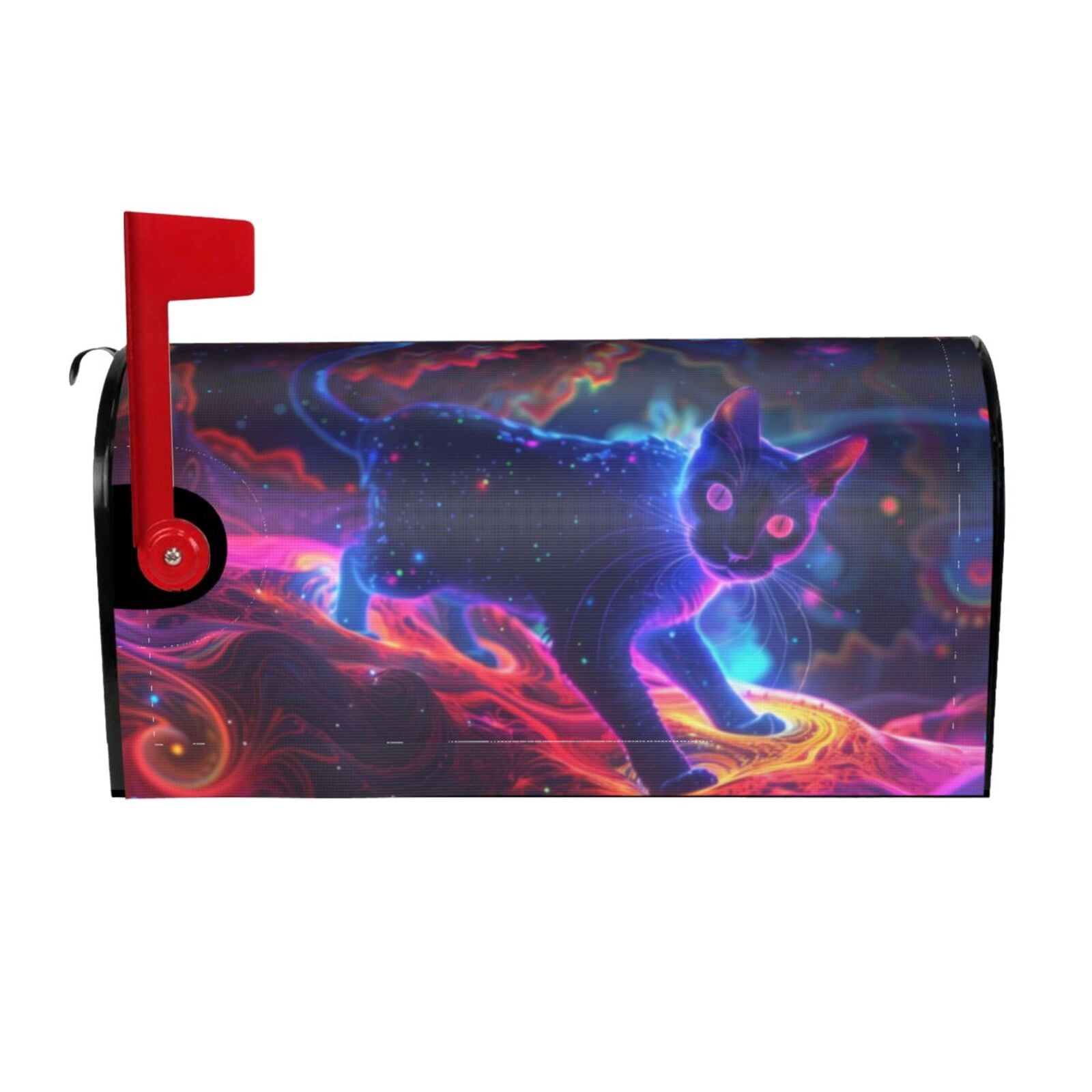Cauagu Cosmic Cat Psychedelic Journey Pattern Magnetic Mailbox Covers ...