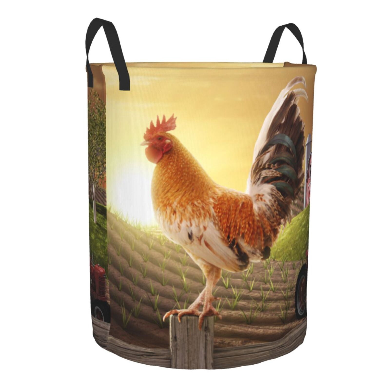 Cauagu Country Farm Morning Rooster for Laundry Basket,Collapsible