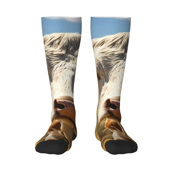 Cauagu Countryside Flower Cow Print Women's Men's Ankle Socks 1-pack Casual Athletic Socks for Unisex Adult Moisture-Wicking Socks for Daily Wear/Running/Sport