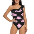 thumbnail image 1 of Cauagu Cowboy Hat Print Women's Sexy One Piece Swimsuits One Shoulder Ruffle Tummy Control Bathing Suit Slimming Swimwear-Medium, 1 of 6