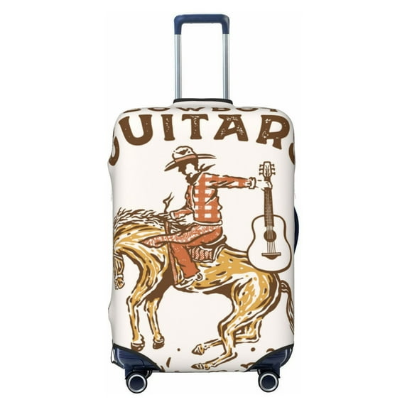 Cauagu Cowboy Rodeo Guitar Print Travel Luggage Cover,Travel Dust-proof Suitcase Cover Softside Suitcase Protector for 18-32inch,Not Included Suitcase