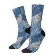 thumbnail image 1 of Cauagu Cozy Knitted Blue Chevron Print Crew Socks for Women and Men,Adult Athletic Running Socks 1-Pair Sports Socks Work Gear Socks with Moisture Wicking, 1 of 6