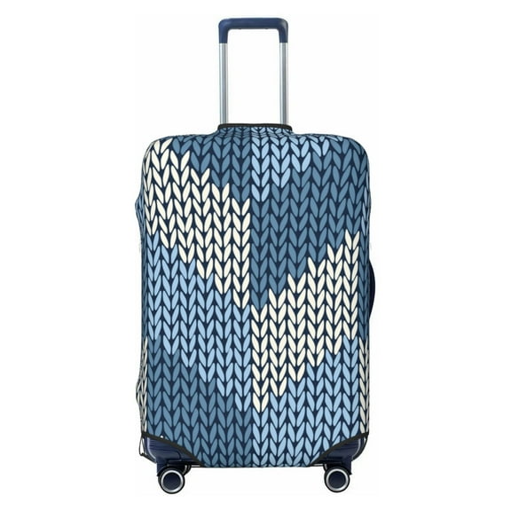 Cauagu Cozy Knitted Blue Chevron Print Travel Luggage Cover,Travel Dust-proof Suitcase Cover Softside Suitcase Protector for 18-32inch,Not Included Suitcase