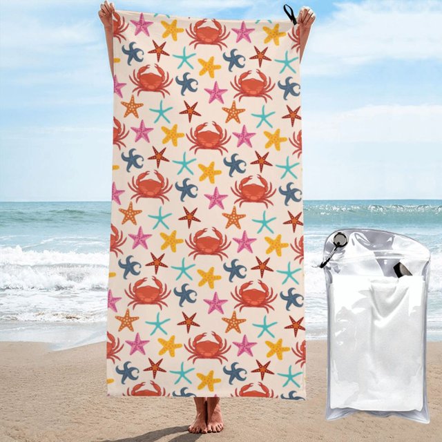 Cauagu Crabs And Seastars Print Extra Large Bath Towels 1 Pack, Quick