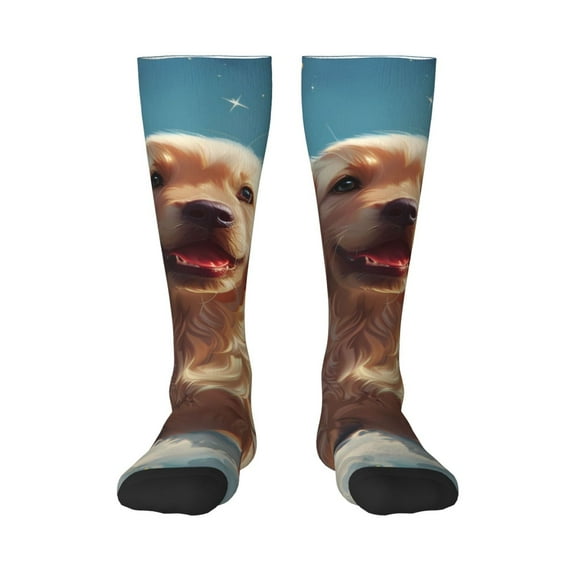 Cauagu Cute Angel Winged Dog Print Women's Men's Ankle Socks 1-pack Casual Athletic Socks for Unisex Adult Moisture-Wicking Socks for Daily Wear/Running/Sport
