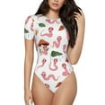 thumbnail image 1 of Cauagu Cute Animal Women's Crew Neck Round Short Sleeve T Shirts Tops Bodysuit Daily Jumpsuit-Small, 1 of 7