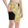 thumbnail image 1 of Cauagu Cute Bee Gnome 2 Print Swim Trunks for Men,Youth Boys Swim Shorts Compression Liner Beach Shorts Boys' Swimming Shorts 7-20 Years Bathing Suit-X-Large, 1 of 7