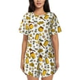 thumbnail image 1 of Cauagu Cute Bee for Women's Round Neck Pajama Set,Short-Sleeved Pajamas Soft Sleepwear Set Summer Pajamas Set Lounge Sets 2-Piece Pj-Medium, 1 of 6