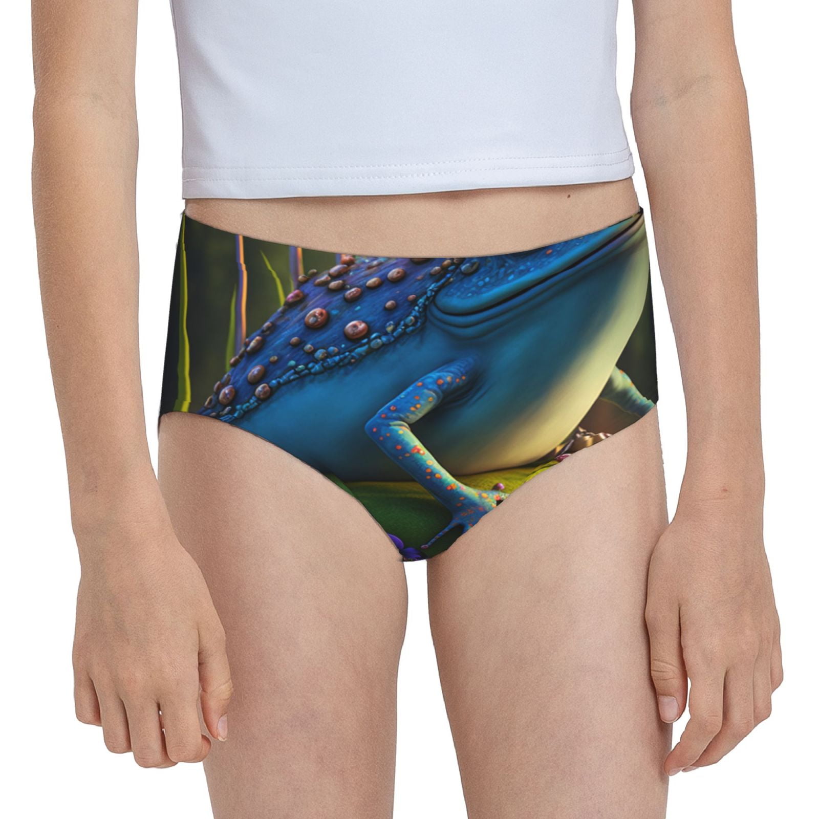 Cauagu Cute Blue Frog Print Brief Underwear,Stretch Cotton Panties for ...