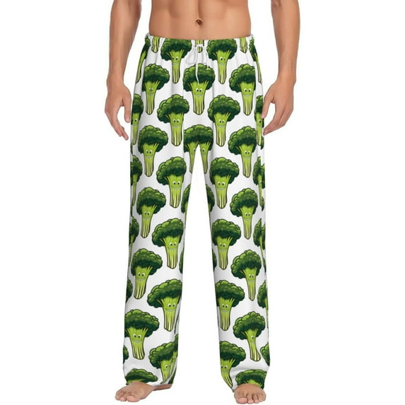 Cauagu Cute Broccoli Mens Pajama Pants Sleep & Lounge Pants,PJ Bottoms with Pockets-X-Large