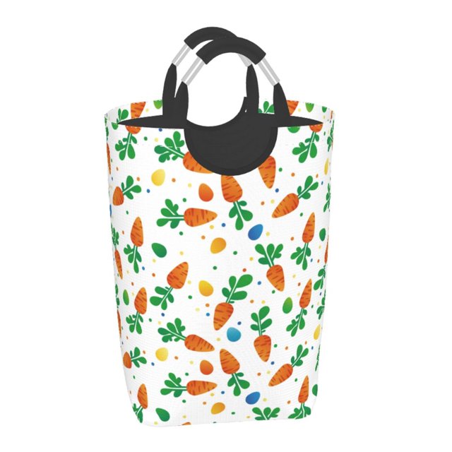 Cauagu Cute Carrot Print Hamper Basket Bin,Extra Large Dirty Clothes