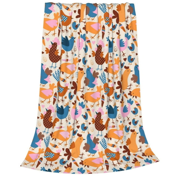 Cauagu Cute Chickens Pattern Flannel Bed Blankets,Fleece Blanket Comfortable Air Conditioning Blanket for Sofa Bed Travel Couch & Living Room -40"x30"