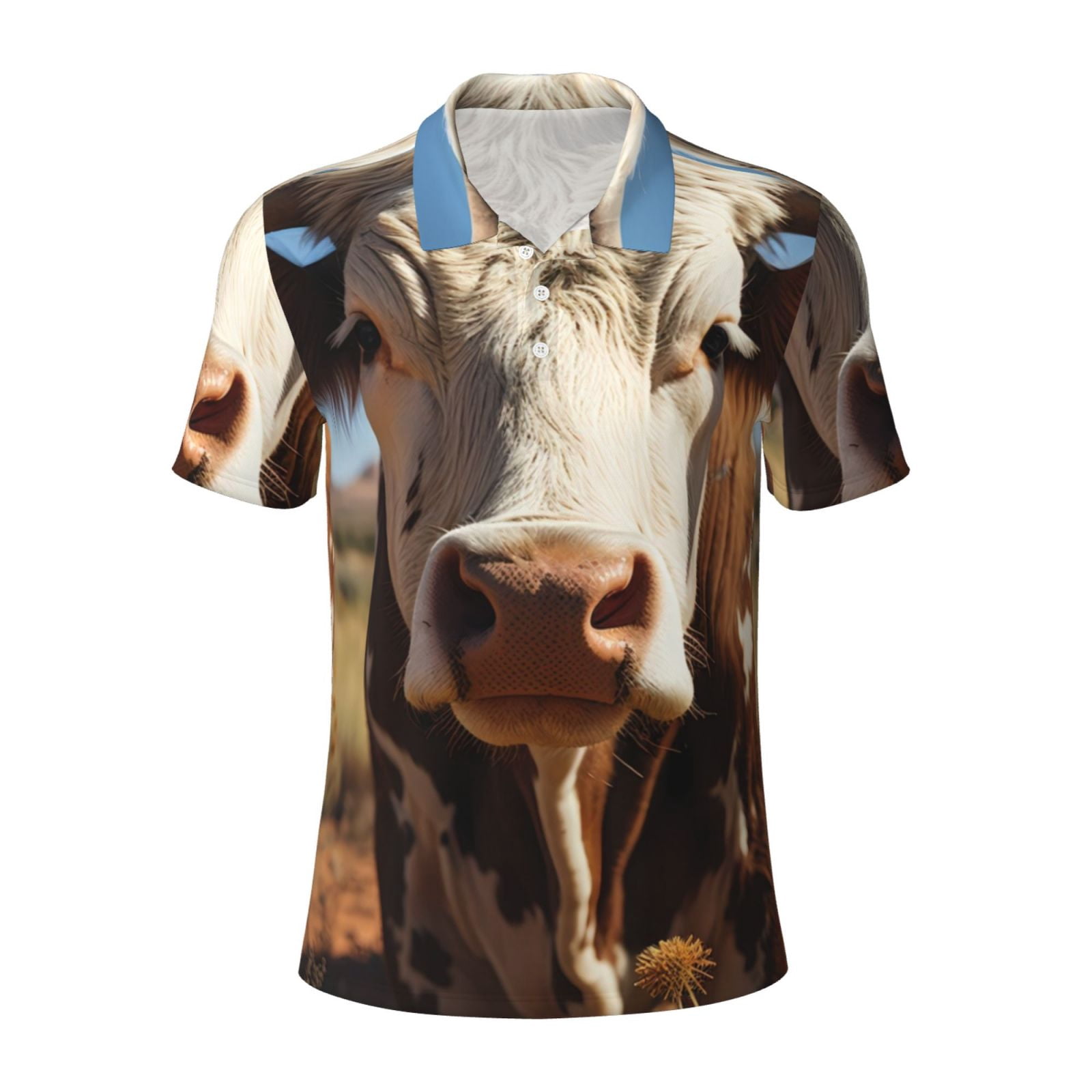 Polo Cow Pattern Cauagu Cute Daisy Cow Print Men's Polo Shirts, Short-Sleeve Polo Shirts ...