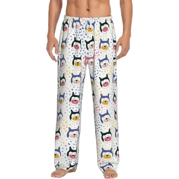 Cauagu Cute Dog Mens Pajama Pants Sleep & Lounge Pants,PJ Bottoms with Pockets-XX-Large