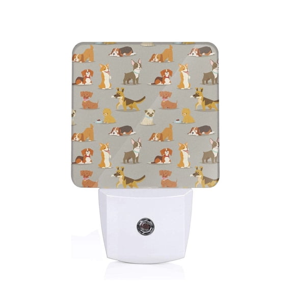 Cauagu Cute Dog Print LED Nightlight,0.5W Night Lights Plug into Wall 1 Pack with Dusk-to-Dawn Light Sensor Soft Glow Lamp for Bathroom Adult Hallway-UK