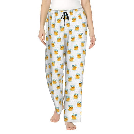 Cauagu Cute Duck Diver Pajama Pants for Women Loose Fit Wide Leg Trouser Pants Casual Elastic Waist Drawstring Lounge Pants