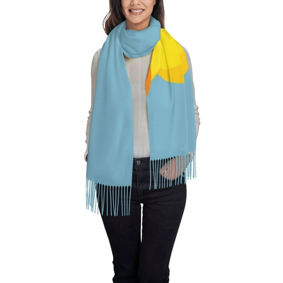 Cauagu Cute Ducky Print Women Wrap Shawl tassels Scarves Retro Scarf 77.6"X28.3"