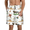 Cauagu Cute Farm Print Men's Swim Trunks,Hawaiian Bathing Suit