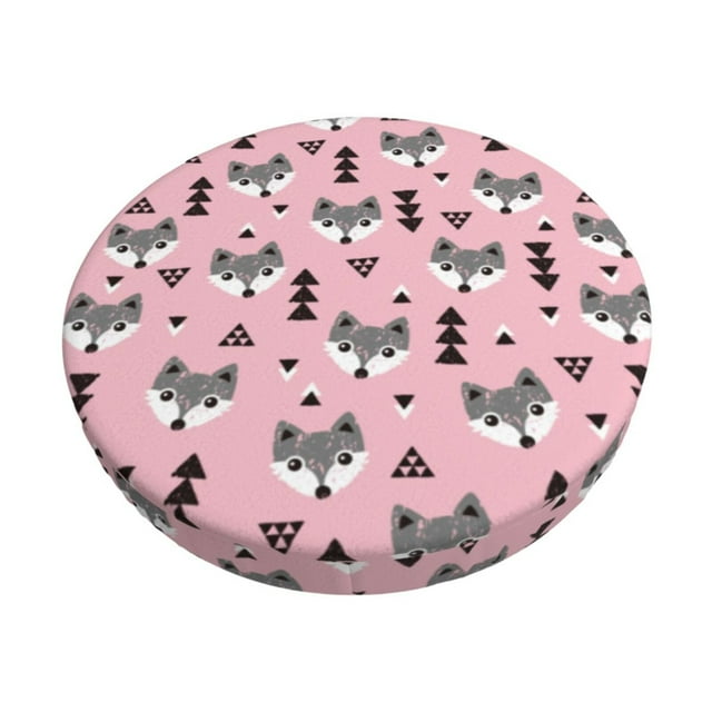 Cauagu Cute Fox Pink Tree Print Round Stool Covers,Seat Cushion for
