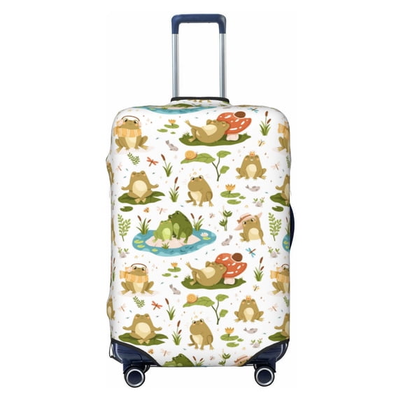 Cauagu Cute Frog Print Travel Luggage Cover,Travel Dust-proof Suitcase Cover Softside Suitcase Protector for 18-32inch,Not Included Suitcase