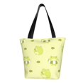 Cauagu Cute Frog3 Print Canvas Aesthetic Tote Bag for Women Beach Bag