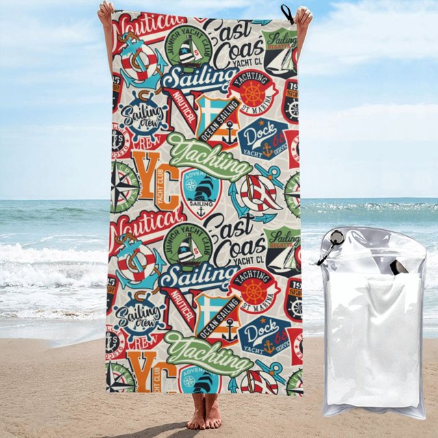 Cauagu Cute Nautical Print Extra Large Bath Towels 1 Pack, Quick Drying