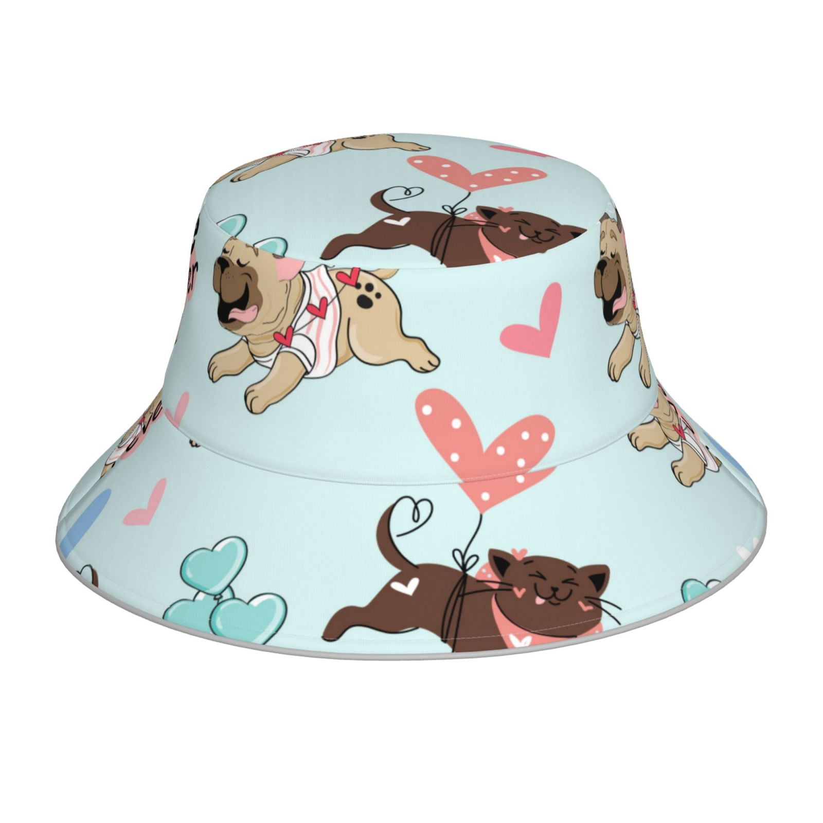 Cauagu Cute Pug Dogs for Unisex Bucket Hat,Outdoor Summer Beach Fishing ...