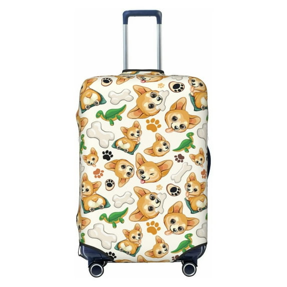 Cauagu Cute Puppy Print Travel Luggage Cover,Travel Dust-proof Suitcase Cover Softside Suitcase Protector for 18-32inch,Not Included Suitcase