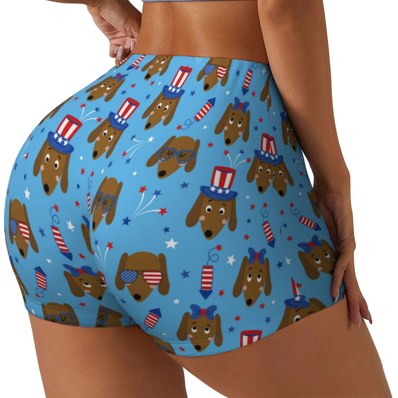 Women’s Blue Corgi Dog Yoga Shorts – High Waisted Buttery Soft Active Pants main image 1