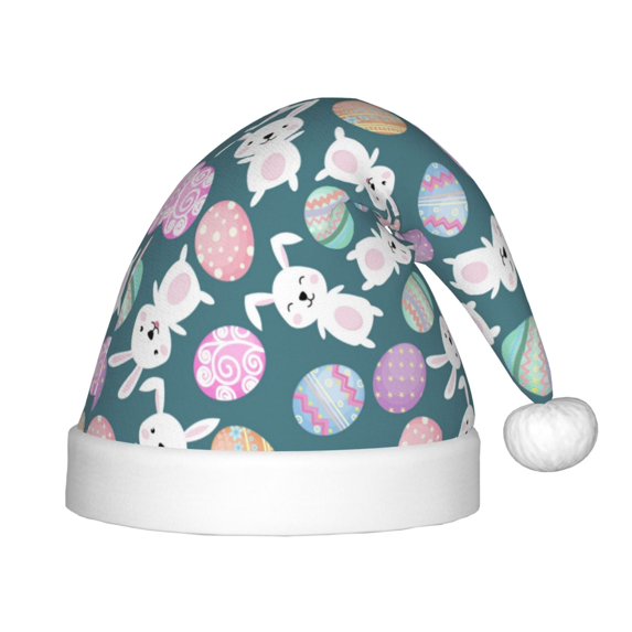 Cauagu Cute Rabbit Easter Pattern Christmas Hat for Kids,Xmas Holiday Hat Santa Hat for Boys & Girls Festive Headwear Accessories for Christmas/New Year/Holiday