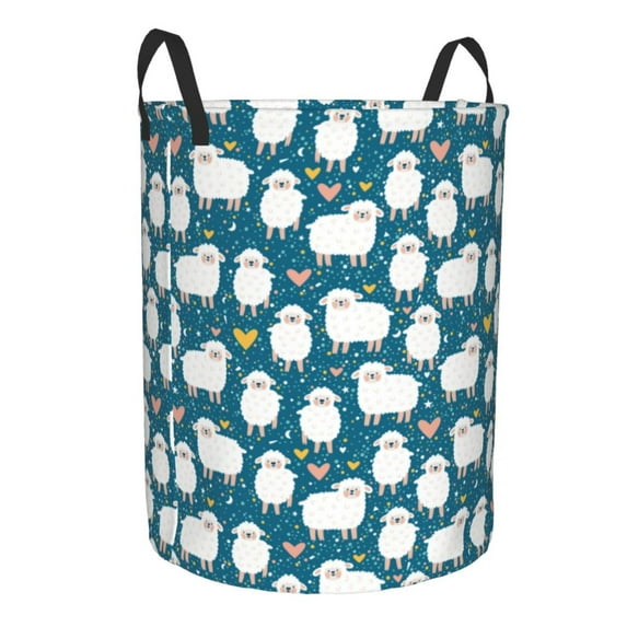 Cauagu Cute Sheep And Hearts for Laundry Basket,Collapsible Organizer Basket for Storage Bin Toy Bins Gift Baskets Bedroom Clothes Children Nursery Hamper -Medium