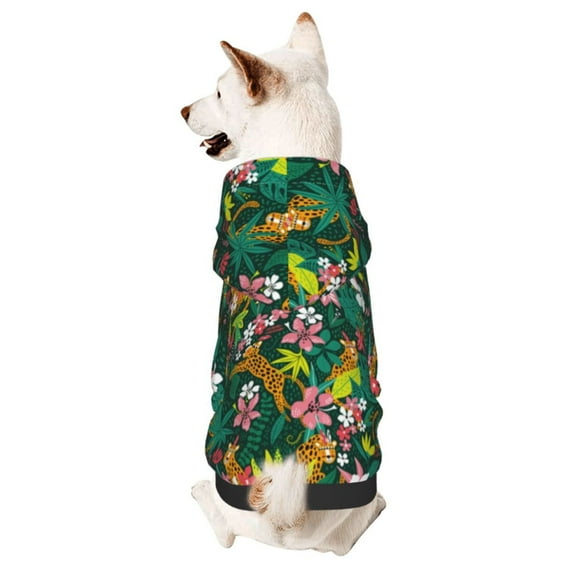 Cauagu Cute Tribal Leopards Pattern Winter Pet Hoodie Sweatshirts- Dog Hoodie Sweater with Leash Hole - Cute Dog Hoodie - Pet Clothes Puppy Cat Custume -X-Large